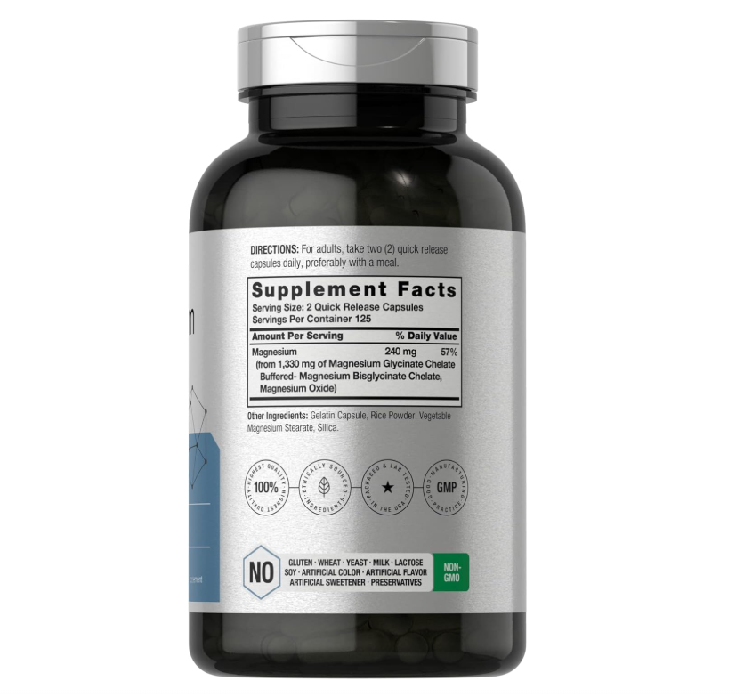 Glicinato de magnesio Horbäach | 1330 mg | 250 cápsulas