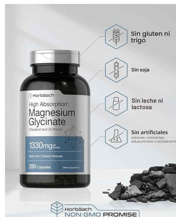 Glicinato de magnesio Horbäach | 1330 mg | 250 cápsulas
