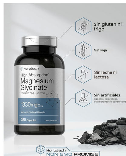 Glicinato de magnesio Horbäach | 1330 mg | 250 cápsulas