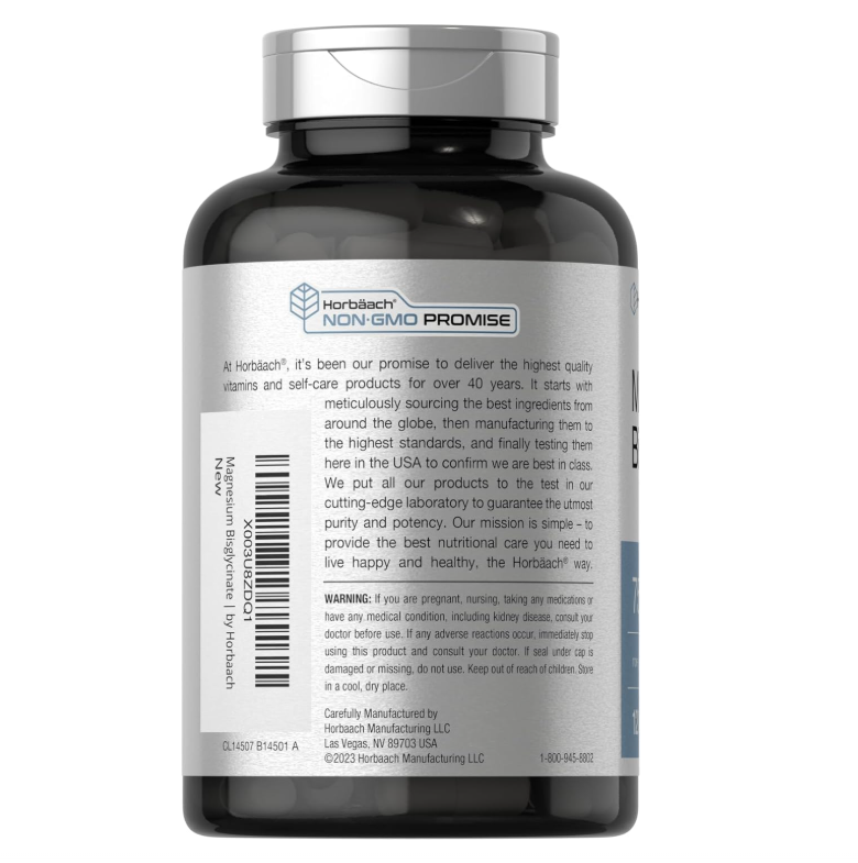 Bisglicinato de magnesio Horbäach | 750 mg | 120 cápsulas