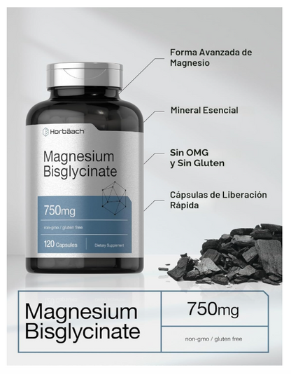 Bisglicinato de magnesio Horbäach | 750 mg | 120 cápsulas
