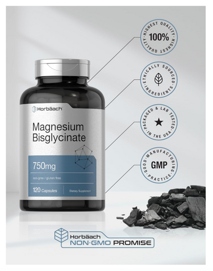 Bisglicinato de magnesio Horbäach | 750 mg | 120 cápsulas