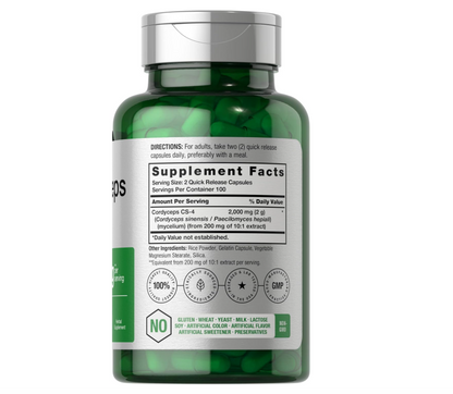 Cordyceps Horbäach | 2000 mg | 200 unidades | Cepa CS-4