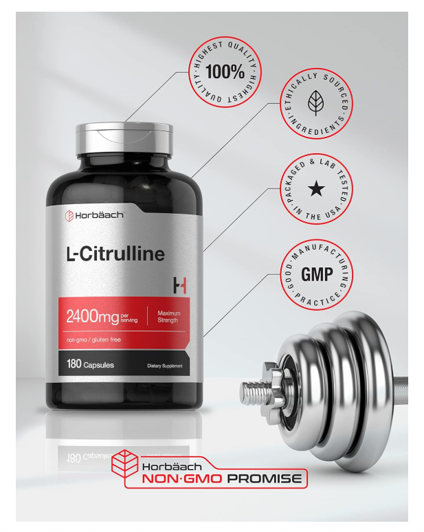 L Citrulina  | 2400 mg | 180 cápsulas | Máxima fuerza y forma libre