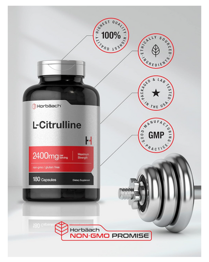 L Citrulina  | 2400 mg | 180 cápsulas | Máxima fuerza y forma libre