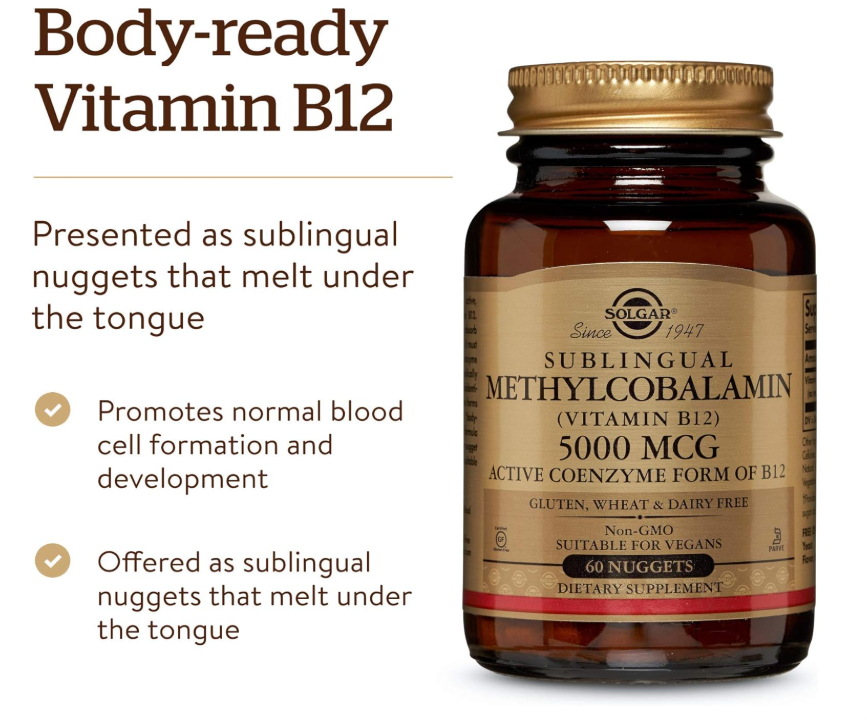 Metilcobalamina Solgar (Vitamina B12) | 5000 mcg | 60 Tabletas