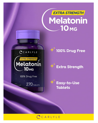 Melatonina Carlyle | 10mg | 270 Tabletas | con L-Teanina