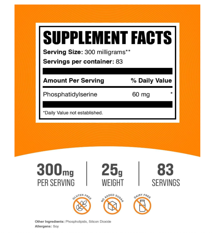 Fosfatidilserina en polvo BulkSupplements |  25 g (0.88 oz)