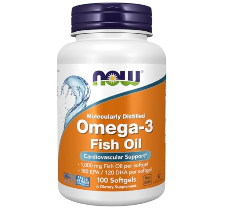 Omega-3 NOW | 180 EPA / 120 DHA | Destilado Molecularmente | 100 cápsulas blandas