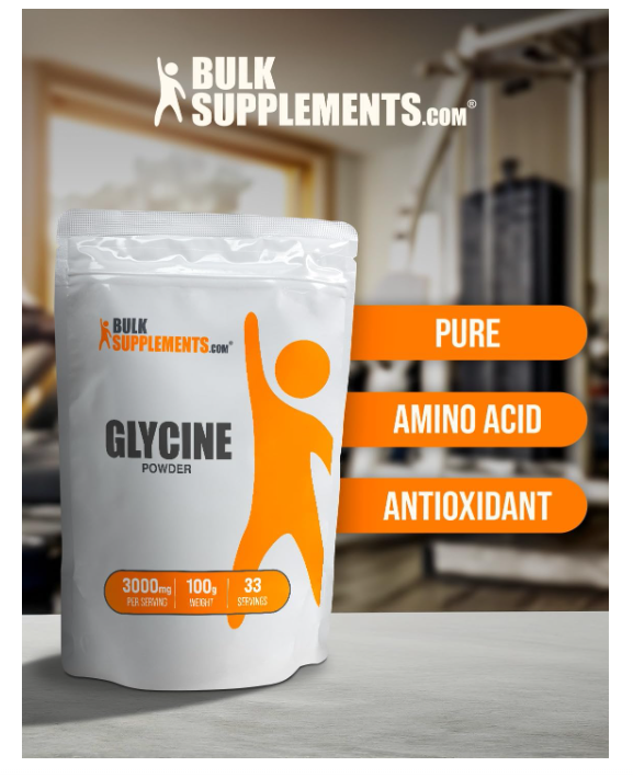 Glicina en polvo BulkSupplements | 3000 mg puro y sin gluten | 100 g (3.5 oz)