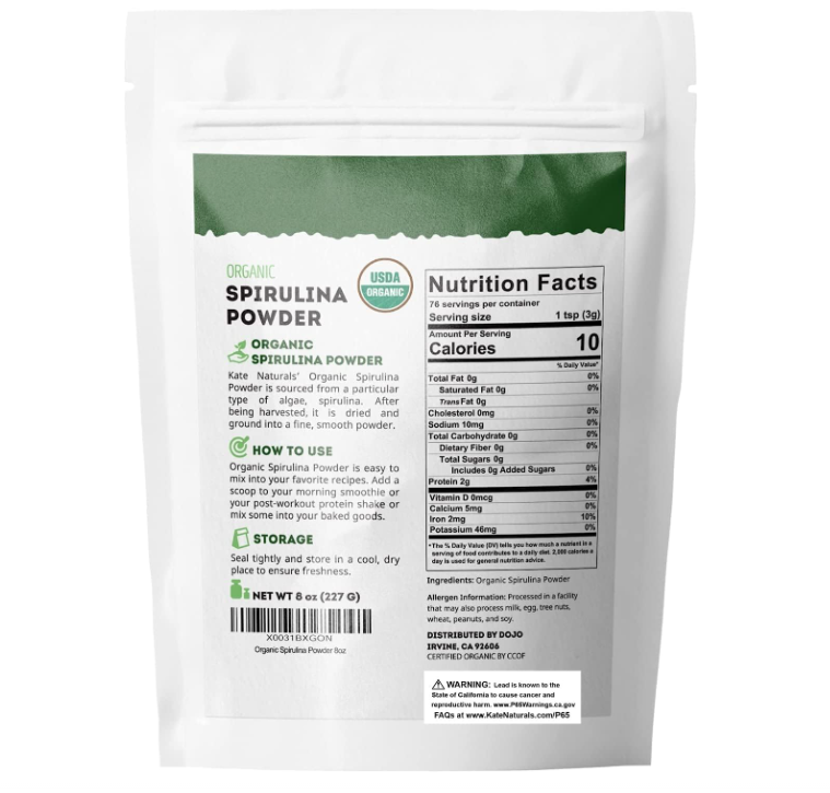 Espirulina en Polvo Kate Naturals | Apoyo Inmunológico y antioxidantes | 8 onzas