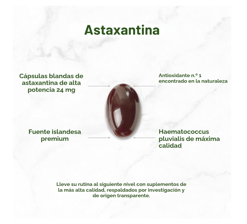 Astaxantina 24 mg | 120 Cápsulas Blandas | Microalgas de Doble Potencia
