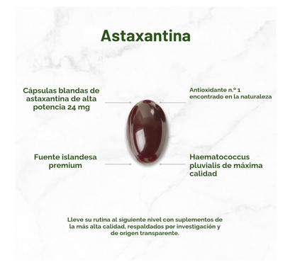 Astaxantina 24 mg | 120 Cápsulas Blandas | Microalgas de Doble Potencia