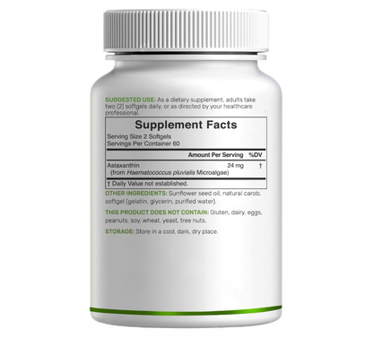 Astaxantina 24 mg | 120 Cápsulas Blandas | Microalgas de Doble Potencia
