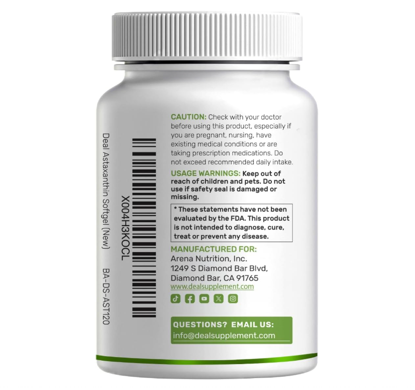 Astaxantina 24 mg | 120 Cápsulas Blandas | Microalgas de Doble Potencia