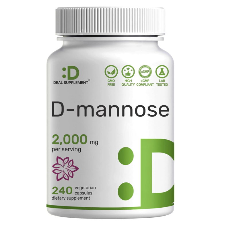 D Mannose Deal Supplent | 500mg | (2,000 mg por porción), 240 Cápsulas
