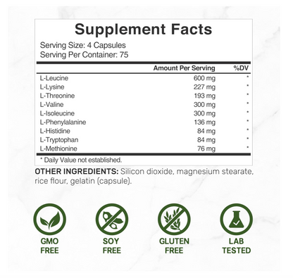 Amino Ácidos Esenciales (EAA) Deal Supplemet | 2000mg | 300 Cápsulas