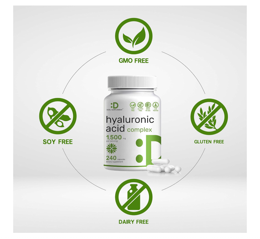 Ácido Hialurónico Deal Supplement | 1,500 mg | 240 cápsulas | con MSM y vitamina C