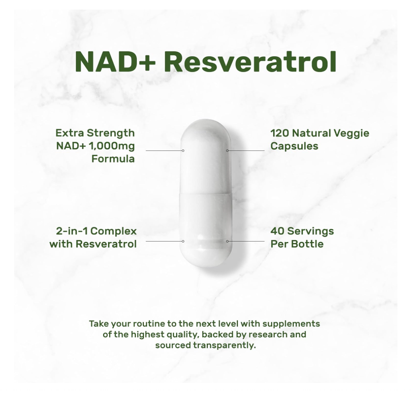 NAD + Resveratrol Deal Supplement  |1000 mg | 120 cápsulas