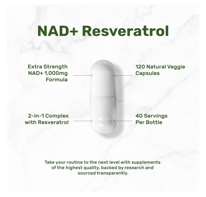 NAD + Resveratrol Deal Supplement  |1000 mg | 120 cápsulas