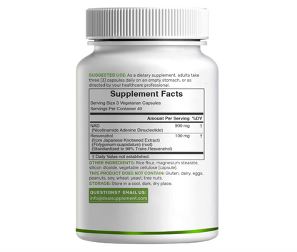 NAD + Resveratrol Deal Supplement  |1000 mg | 120 cápsulas