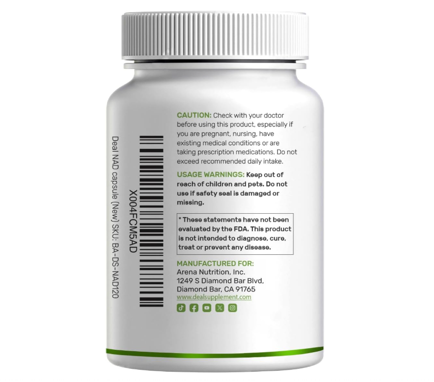 NAD + Resveratrol Deal Supplement  |1000 mg | 120 cápsulas