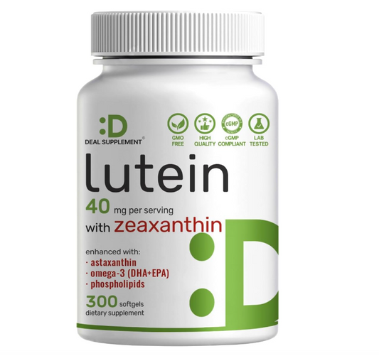 Luteína y Zeaxantina 40 mg Deal Supplement | 300 cápsulas blandas | Con Zeaxantina