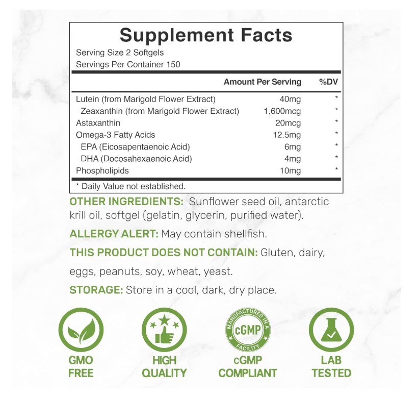Luteína y Zeaxantina 40 mg Deal Supplement | 300 cápsulas blandas | Con Zeaxantina