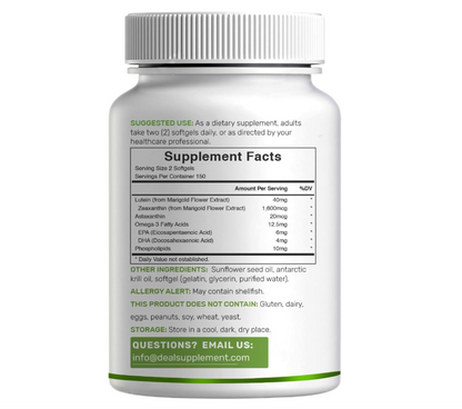 Luteína y Zeaxantina 40 mg Deal Supplement | 300 cápsulas blandas | Con Zeaxantina