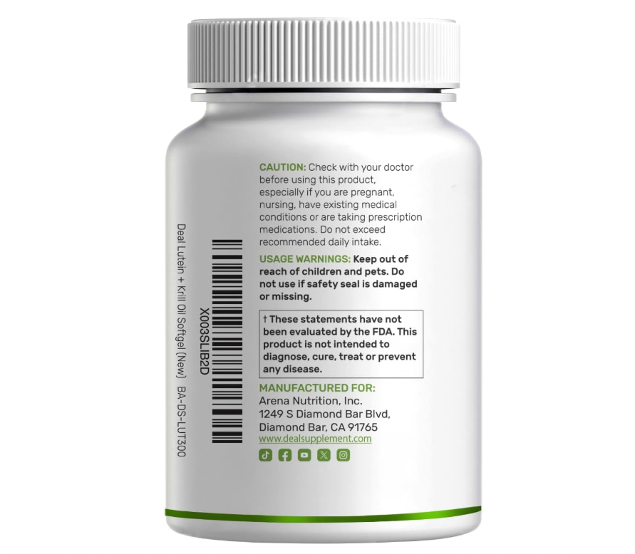Luteína y Zeaxantina 40 mg Deal Supplement | 300 cápsulas blandas | Con Zeaxantina