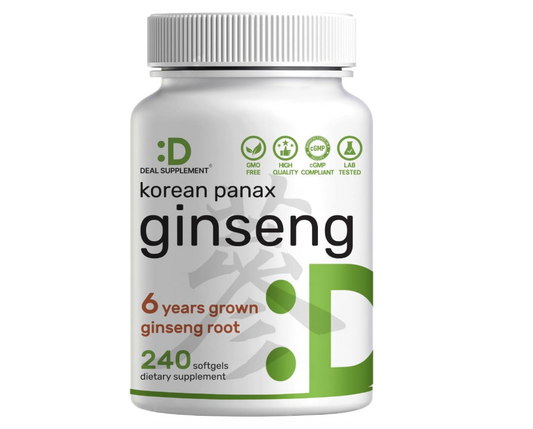 Ginseng Panax Rojo Coreano Deal Supplement | 7500 mg | 240 cápsulas blandas