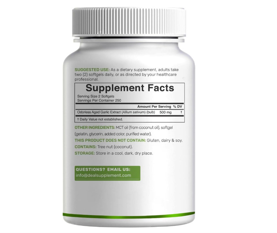 Ajo Envejecido Deal Supplement | 6000mg | 500 cápsulas de gel suave