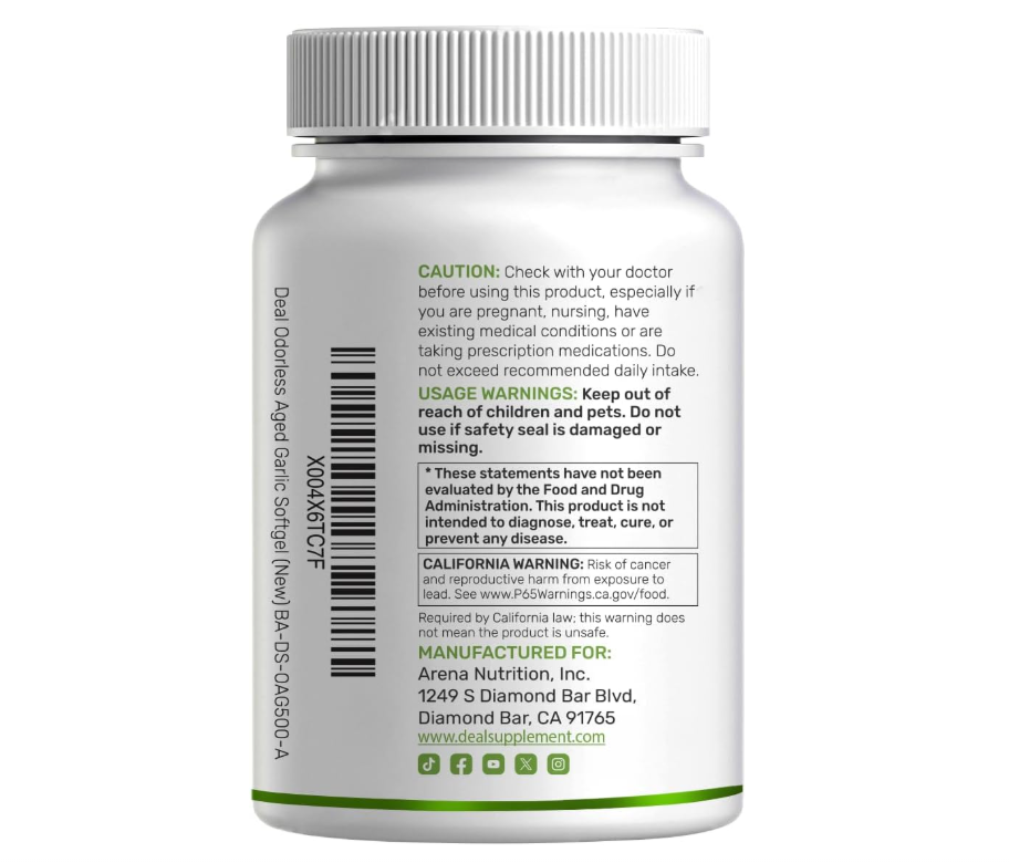 Ajo Envejecido Deal Supplement | 6000mg | 500 cápsulas de gel suave