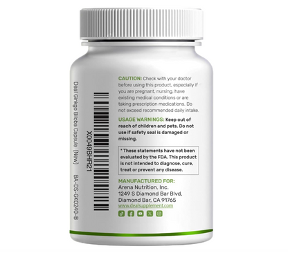 Ginkgo Biloba Deal Supplement | 500mg | 240 cápsulas | Extra fuerte