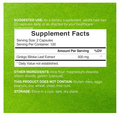 Ginkgo Biloba Deal Supplement | 500mg | 240 cápsulas | Extra fuerte