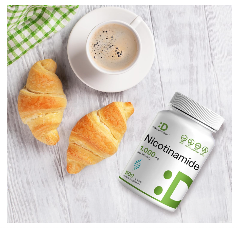 Nicotinamida 1000mg Deal Supplement | 500 cápsulas | Apoya la piel saludable y la producción de energía