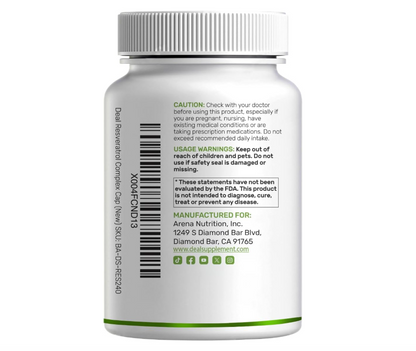 Resveratrol 2000 mg Deal Supplement | 240 cápsulas | Con NAD, Quercetina, Cúrcuma, Semilla de Uva | Antioxidante de envejecimiento saludable