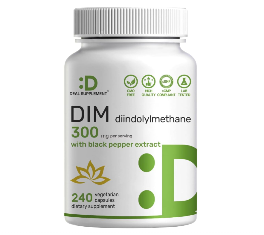 DIM 300mg Deal Supplement | 240 cápsulas | Equilibrio de estrógeno para hombres y mujeres | Diindolilmetano más extracto de pimienta negra para una absorción mejorada |