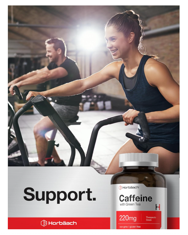 Cafeína de 220 mg con té verde Horbäach | 500 tabletas | Vegetarianas, sin OMG y sin gluten