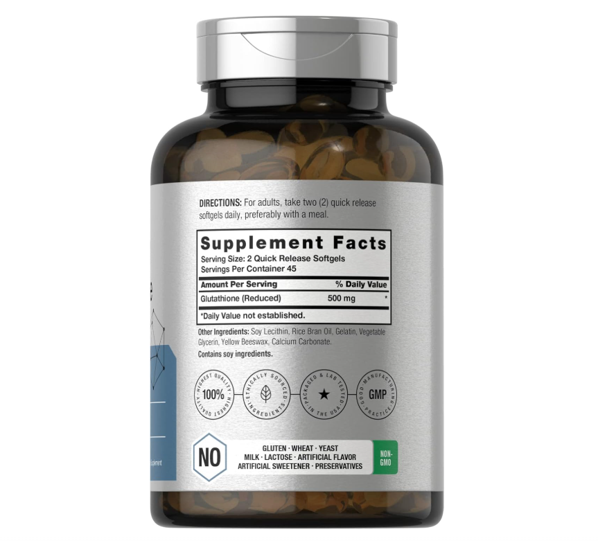 Glutatión Liposomal 500 mg  Horbaach | 90 cápsulas blandas | Sin OMG y sin gluten