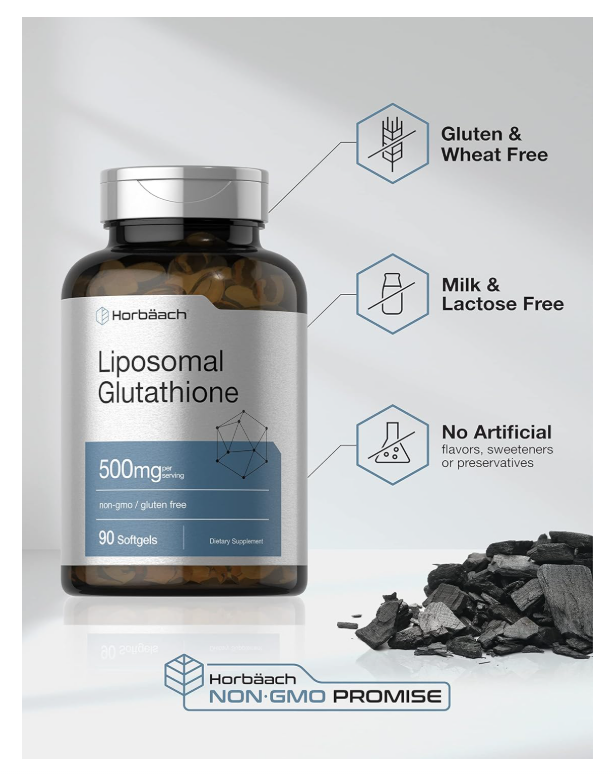 Glutatión Liposomal 500 mg  Horbaach | 90 cápsulas blandas | Sin OMG y sin gluten