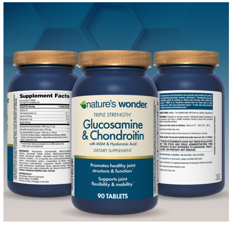 Glucosamina Condroitina de Triple Fuerza con MSM y Ácido Hialurónico y Boswellia | Nature's Wonder | Para Salud de Articulaciones