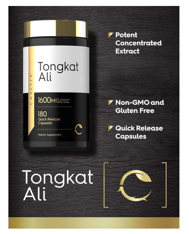 Tongkat Ali 1600 mg Carlyle  | 180 cápsulas | Sin OGM y sin gluten