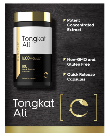 Tongkat Ali 1600 mg Carlyle  | 180 cápsulas | Sin OGM y sin gluten