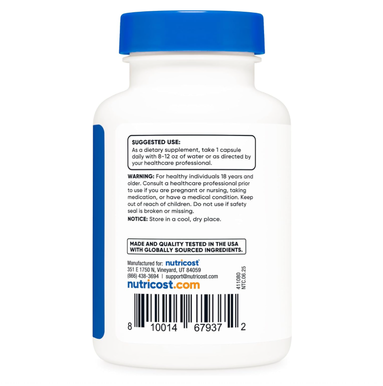 L-teanina 200 mg Nutricost | 120 Cápsulas | Doble Fuerza