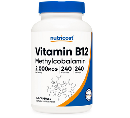 Vitamina B12 2000 mcg Nutricost | Metilcobalamina | 240 Cápsulas