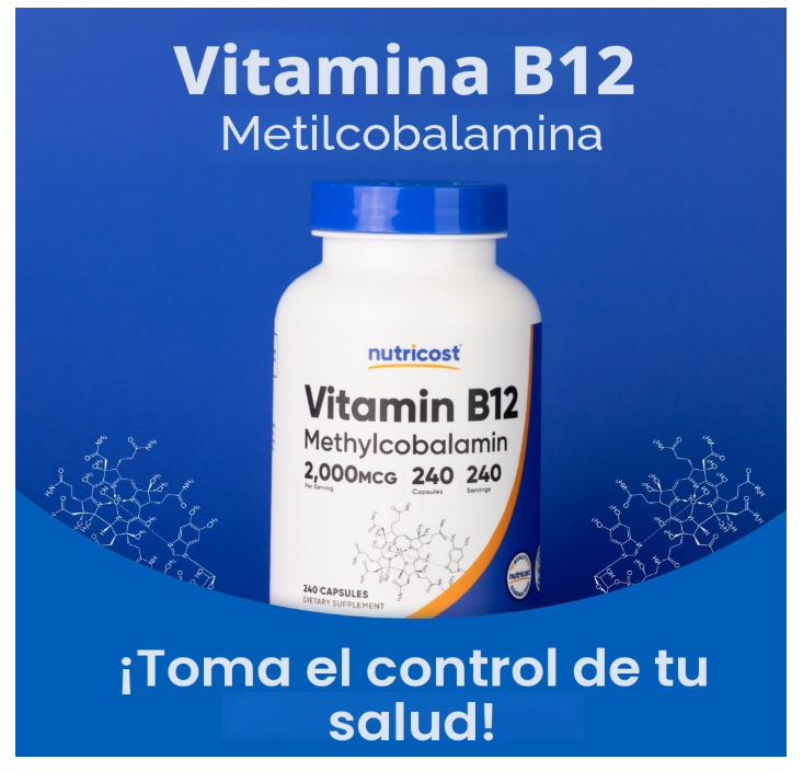 Vitamina B12 2000 mcg Nutricost | Metilcobalamina | 240 Cápsulas