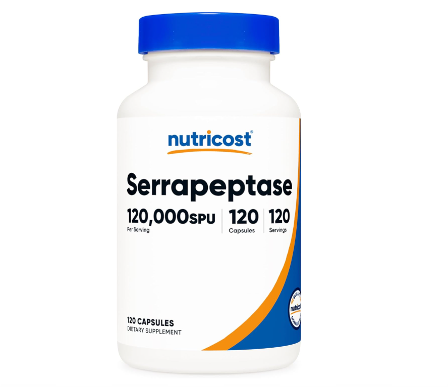 Serrapeptasa Nutricost 120,000 SPU | 120 Cápsulas | Sin gluten, sin OMG y apto para vegetarianos