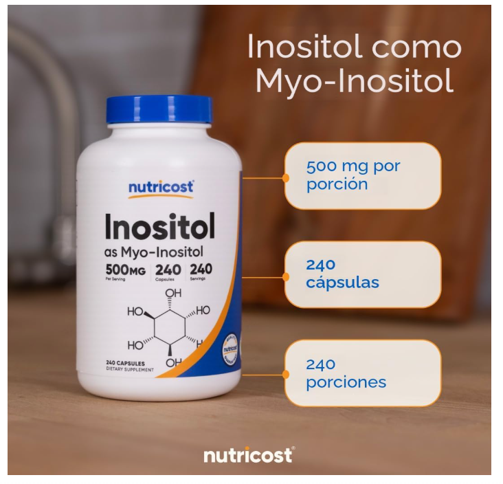 Inositol Nutricost  de 500 mg | 240 Cápsulas | Sin OMG, sin gluten (mio-inositol)