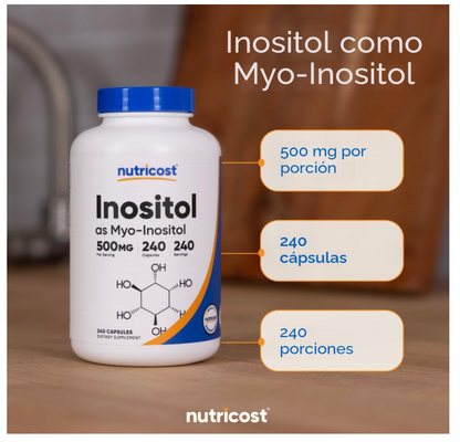 Inositol Nutricost  de 500 mg | 240 Cápsulas | Sin OMG, sin gluten (mio-inositol)